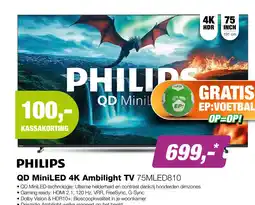 EP Philips QD MiniLED 4K Ambilight TV 75MLED810 aanbieding