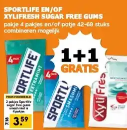 Coop SPORTLIFE EN/OF XYLIFRESH SUGAR FREE GUMS pakje 4 aanbieding