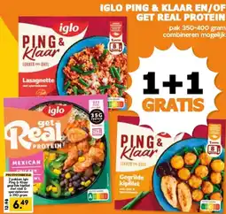 Coop IGLO PING & KLAAR EN/OF GET REAL PROTEIN aanbieding