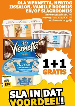 Coop OLA VIENNETTA, HERTOG IJSSALON, VANILLE ROOMIJS EN/OF SLAGROOMIJS aanbieding