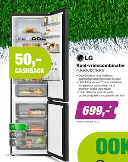 EP LG Koel-vriescombinatie GBBS322BEV aanbieding