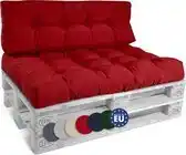 Bol.com Beautissu Style – Palletkussen Set – 1x Zitkussen 120x80 cm & 1x Rugkussen 120x40 cm – Rood aanbieding