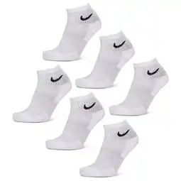Foot Locker Nike Everyday + Cushioned Ankle 6 Pack Sokken Unisex - Wit - Maat 34 - 38 - Katoen aanbieding