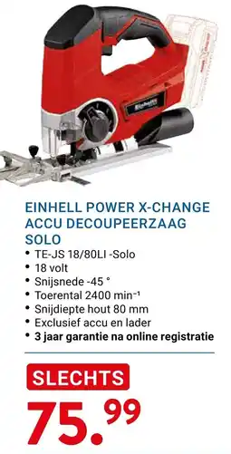 Kluswijs Einhell power x-change accu decoupeerzaag solo aanbieding