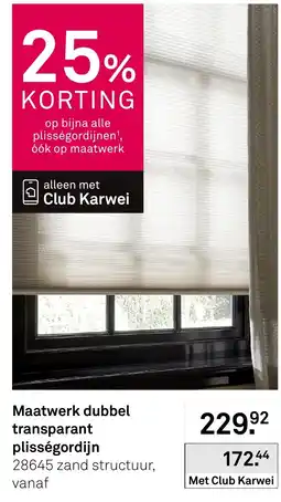 Karwei Maatwerk dubbel transparant plisségordijn aanbieding