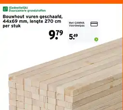 GAMMA Bouwhout vuren geschaafd, 44x69 mm, lengte 270 cm aanbieding