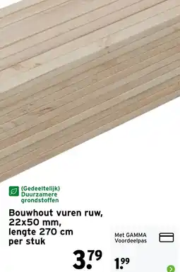 GAMMA Bouwhout vuren ruw, 22x50 mm, lengte 270 cm aanbieding