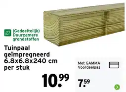 GAMMA Tuinpaal geïmpregneerd 6.8 x 6.8 x 240 cm per stuk aanbieding