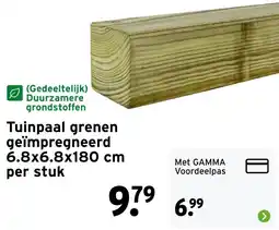 GAMMA Tuinpaal grenen geïmpregneerd 6.8 x 6.8 x 180 cm per stuk aanbieding