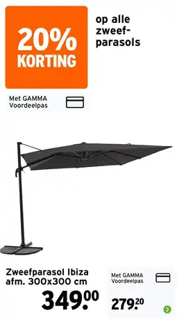 GAMMA Zweefparasol Ibiza Zweefparasol Ibiza afm. 300x300 cm aanbieding