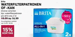 Ekoplaza Brita waterfilterpatronen of kan aanbieding
