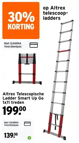 GAMMA Altrex Telescopische Ladder Smart Up Go 1x11 treden aanbieding