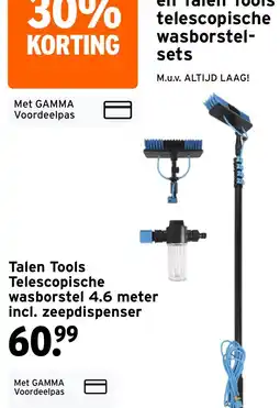 GAMMA Talen Tools Telescopische wasborstel 4.6 meter incl. zeepdispenser aanbieding