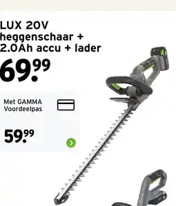 GAMMA Lux 20v heggenschaar + 2.0ah accu + lader aanbieding