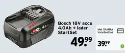 GAMMA Bosch 18V accu 4.0Ah + lader StartSet aanbieding