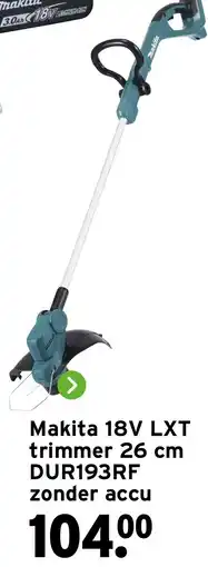 GAMMA Makita 18V LXT trimmer 26 cm DUR193RF zonder accu aanbieding