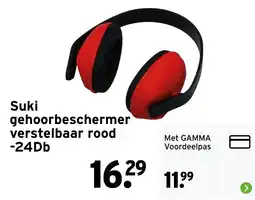 GAMMA Suki gehoorbeschermer verstelbaar rood -24Db aanbieding