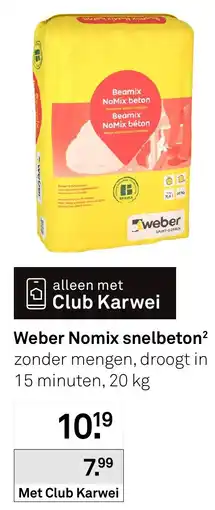 Karwei Weber Nomix snelbeton² aanbieding