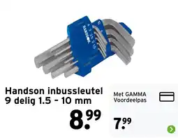 GAMMA Handson inbussleutel 9 delig 1.5-10 mm aanbieding
