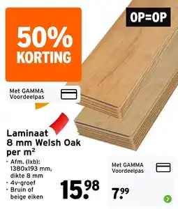 GAMMA Laminaat 8 mm Welsh Oak per m² aanbieding