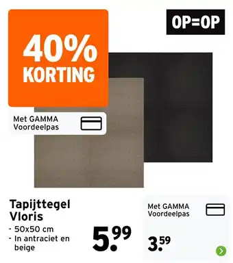 GAMMA Tapijttegel Vloris aanbieding