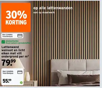 GAMMA Lattenwand walnoot en licht eiken met vilt ondergrond per m² aanbieding