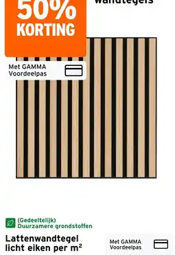GAMMA Lattenwandtegel licht eiken per m² aanbieding
