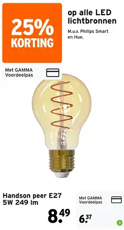 GAMMA Handson peer E27 5w 249 lm aanbieding