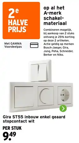 GAMMA Gira ST55 inbouw enkel geaard stopcontact wit aanbieding