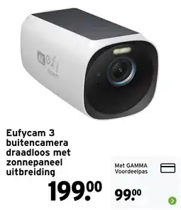 GAMMA Eufycam 3 buitencamera draadloos met zonnepaneel uitbreiding aanbieding
