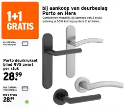 GAMMA Porto deurkrukset blind RVS zwart per stuk aanbieding