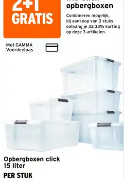 GAMMA Opbergboxen click 15 liter aanbieding