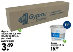 GAMMA Gyproc stucplaat 9,5 x 400 x 2000 mm per plat aanbieding