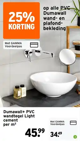 GAMMA Dumawall+ PVC wandtegel Light cement per m² aanbieding