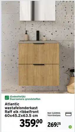 GAMMA Atlantic wastafelonderkast Raff eik ribbelfront 60 x 45.2 x 63.5 cm aanbieding