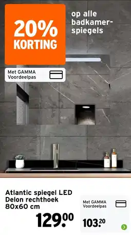 GAMMA Atlantic spiegel LED Delon rechthoek 80 x 60 cm aanbieding