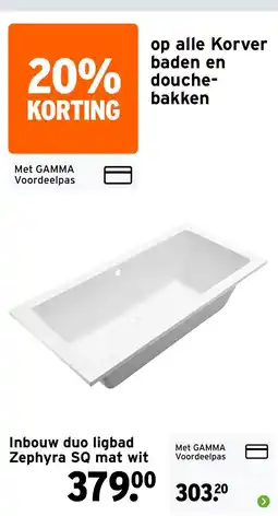 GAMMA Inbouw duo ligbad Zephyra SQ mat wit aanbieding