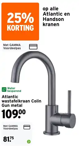 GAMMA Atlantic wastafelkraan Colin Gun metal aanbieding
