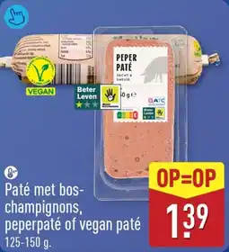 ALDI Paté met boschampignons, peperpaté of vegan paté aanbieding