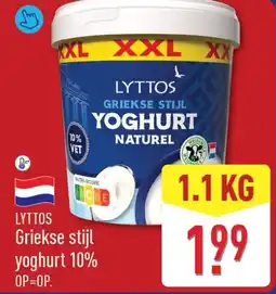 ALDI Lyttos Griekse stijl yoghurt 10% aanbieding