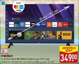 ALDI Medion Tv 55 inch Ultra-HD VIDAA Q-LED aanbieding