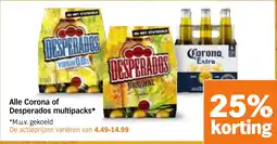 Albert Heijn Alle Corona of Desperados Multipacks aanbieding