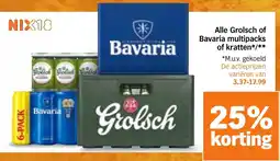 Albert Heijn Alle Grolsch of Bavaria Multipacks of Kratten aanbieding