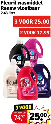 Kruidvat Fleuril wasmiddel Renew vloeibaar aanbieding