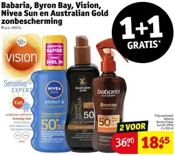 Kruidvat Babaria, Byron Bay, Vision, Nivea Sun en Australian Gold zonbescherming aanbieding