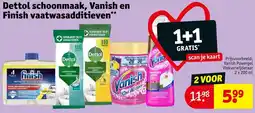 Kruidvat Dettol schoonmaak, Vanish en Finish vaatwasadditieven aanbieding