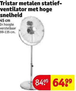 Kruidvat Tristar metalen statiefventilator met hoge snelheid aanbieding