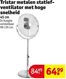 Kruidvat Tristar metalen statiefventilator met hoge snelheid aanbieding