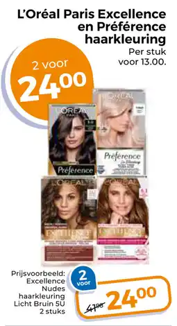 Trekpleister L'Oréal Paris Excellence en Préférence Haarkleuring aanbieding