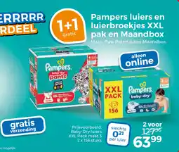 Trekpleister Pampers luiers en luierbroekjes XXL pak en Maandbox aanbieding